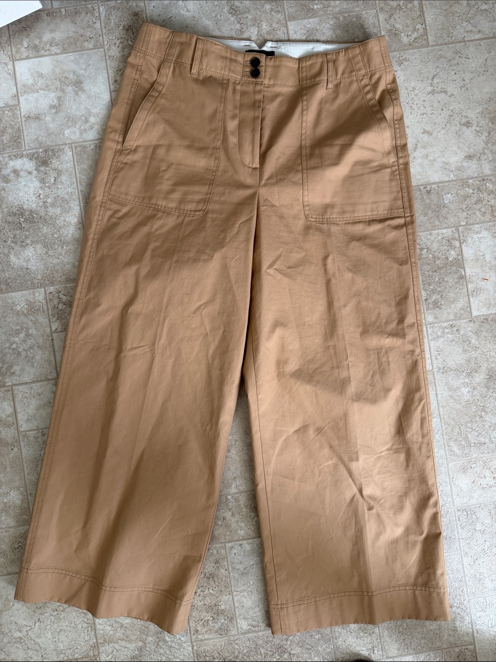 J. Crew Cropped Wide-Leg Pants in Camel